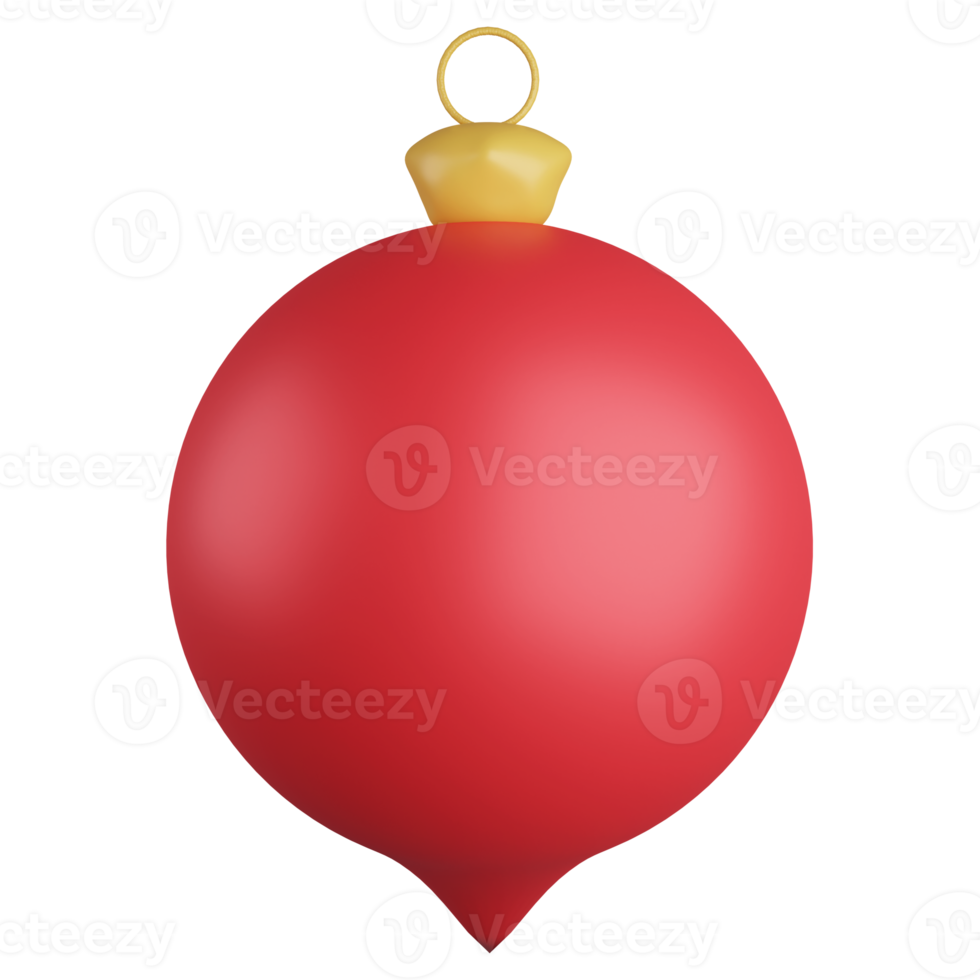 3D rendering Christmas decorated red ball isolated on transparent background png