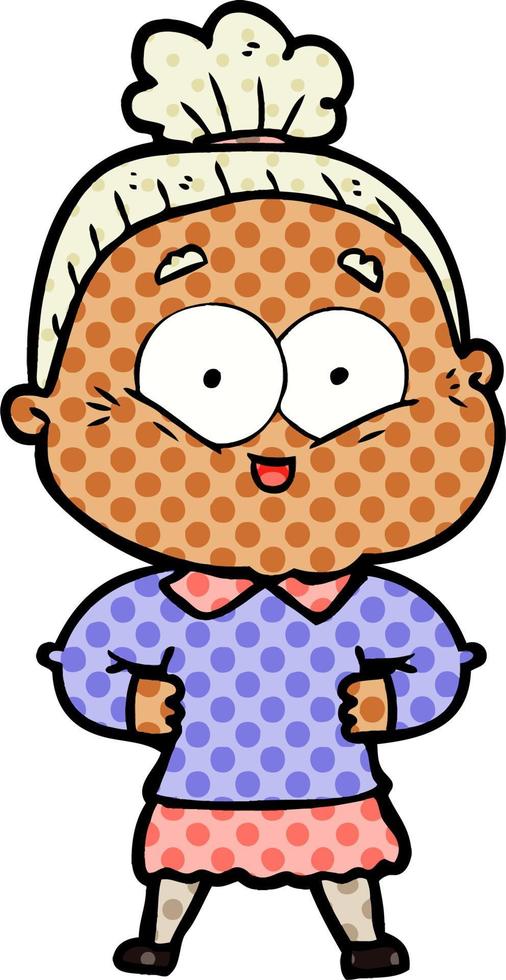 cartoon happy old woman vector