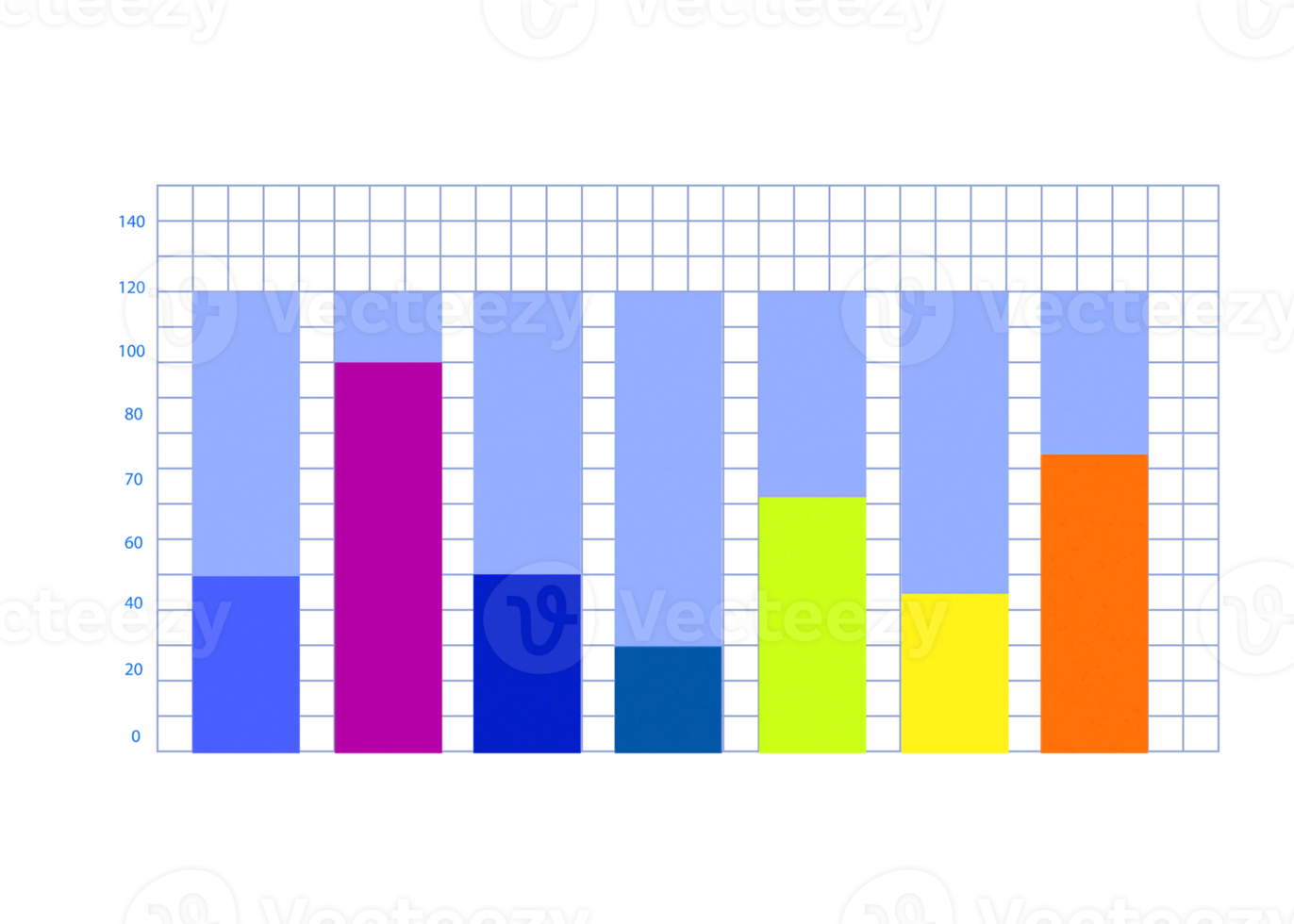 sieben Schritte buntes Objekt für Infografik-Vorlage. png