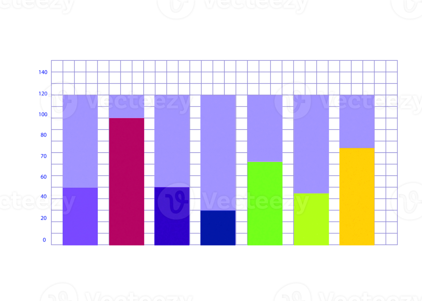 sieben Schritte buntes Objekt für Infografik-Vorlage. png