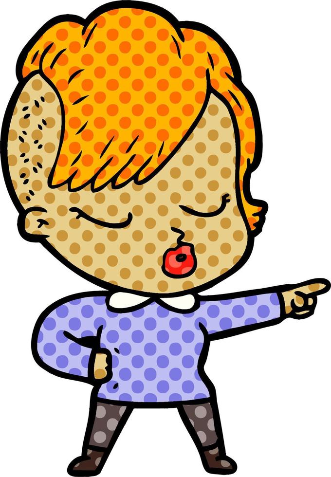 cartoon pretty hipster girl vector