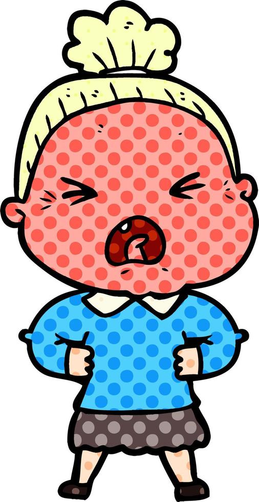 cartoon angry old woman vector
