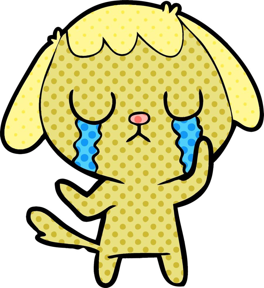 cute cartoon dog crying vector