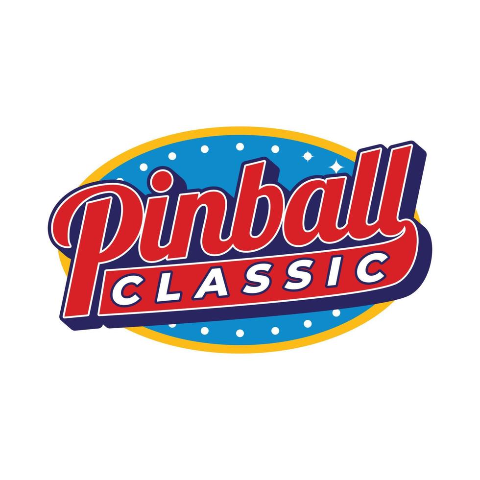 pinball juego arcade vintage retro insignia emblema hipster logo vector icono ilustración. pinball clásico con estrella