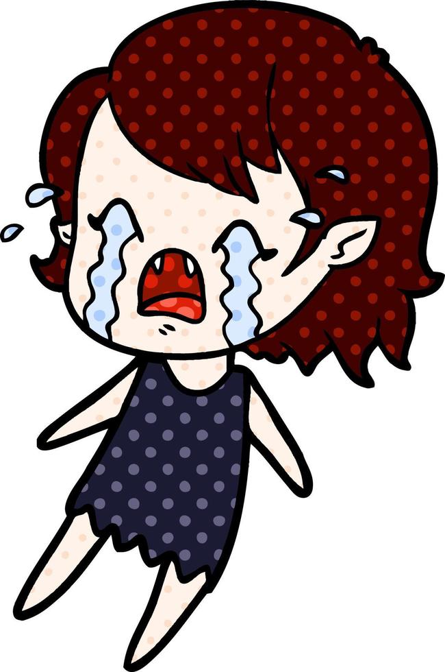 cartoon crying vampire girl vector