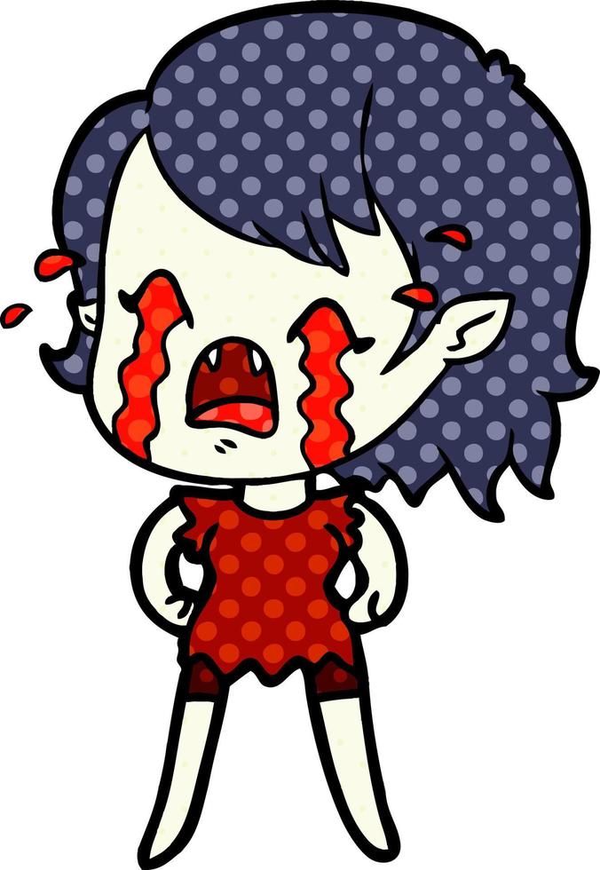 cartoon crying vampire girl vector