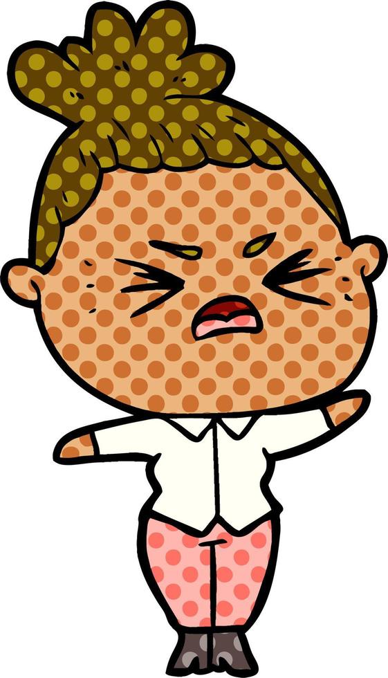 cartoon angry woman vector