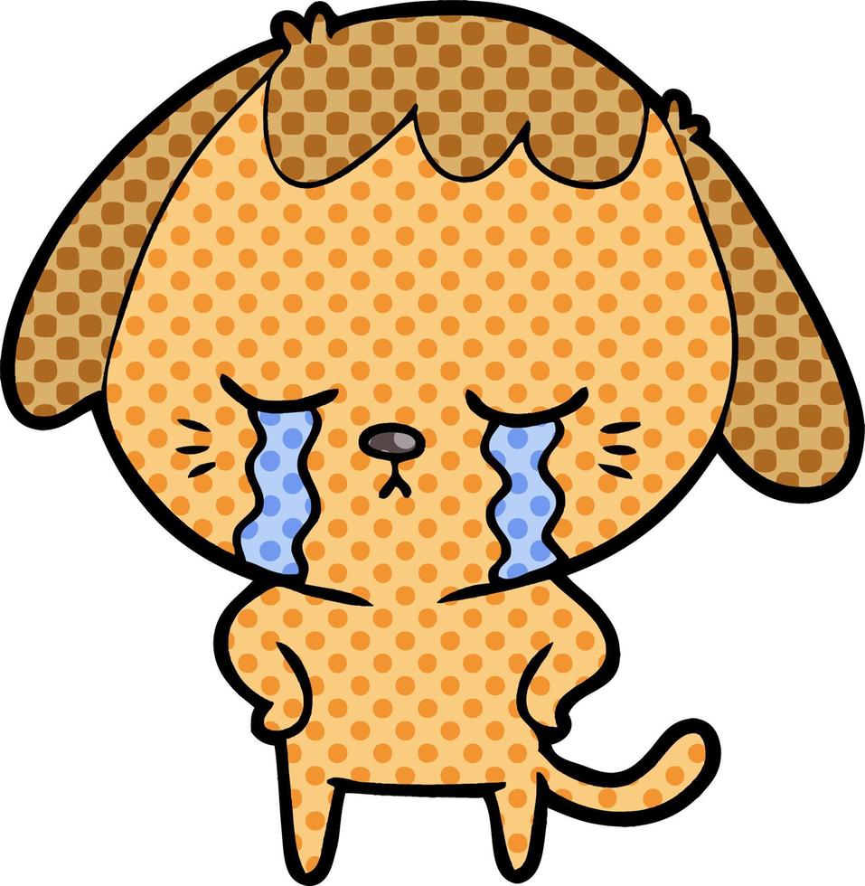 cute puppy crying cartoon vector