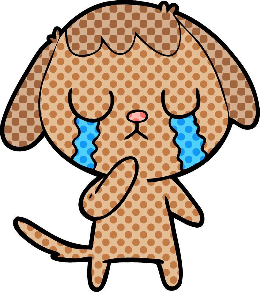 cute cartoon dog crying vector