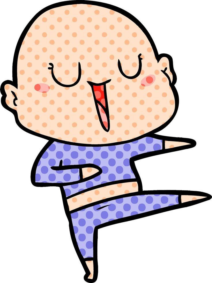 happy cartoon bald man vector