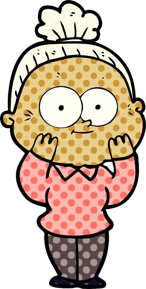 cartoon happy old woman vector