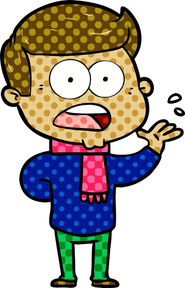 cartoon shocked man vector