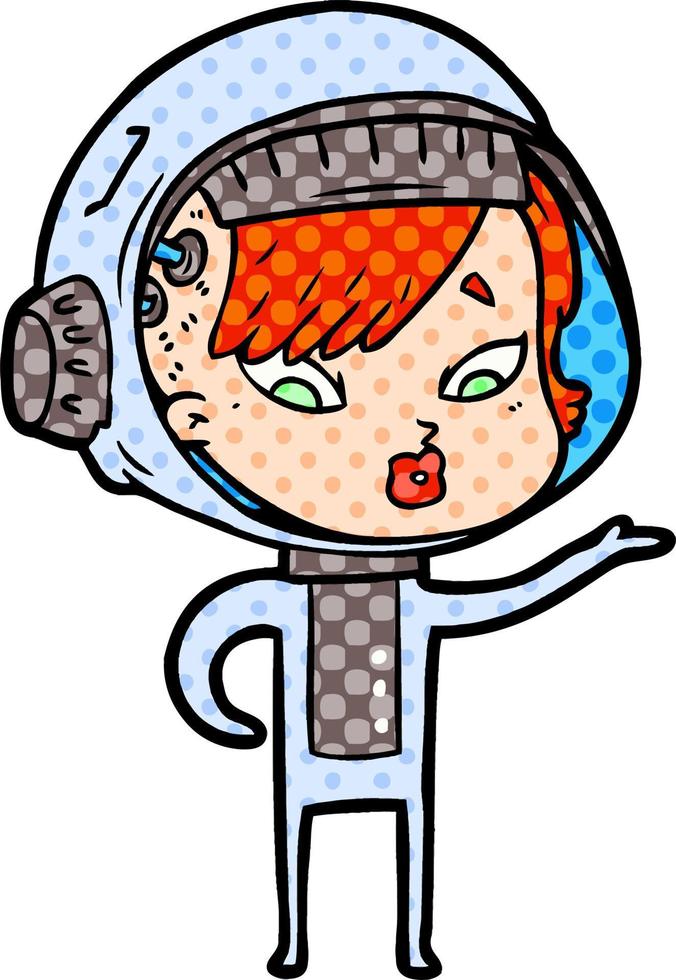 cartoon astronaut woman vector