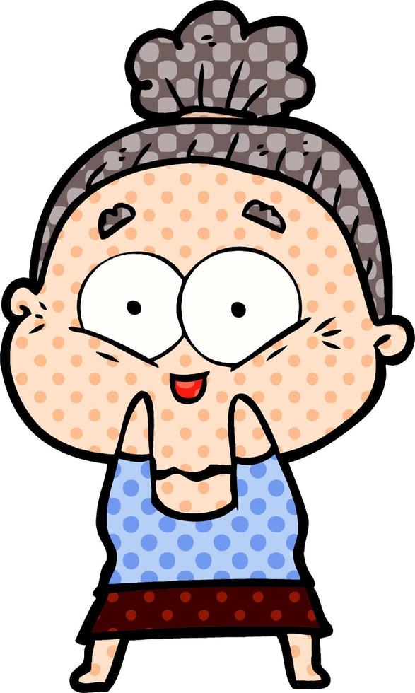 cartoon happy old woman vector