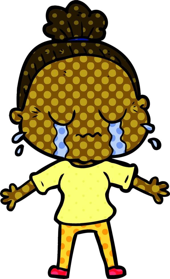cartoon crying old lady vector