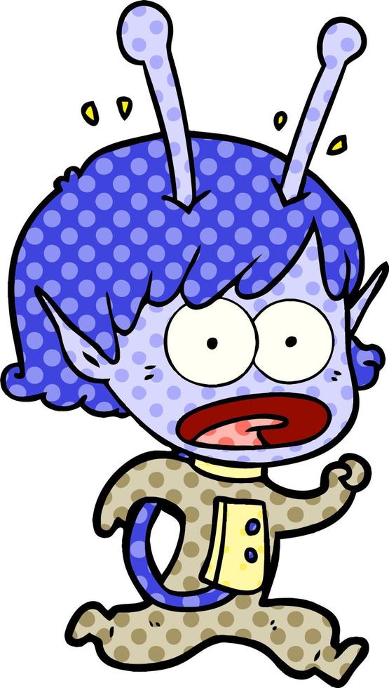 cartoon shocked alien girl vector