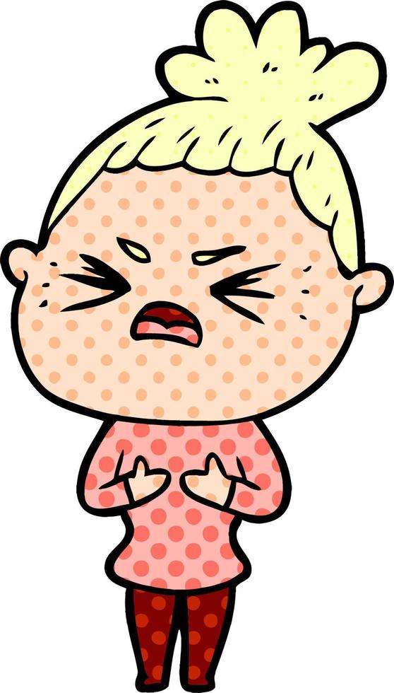 cartoon angry woman vector