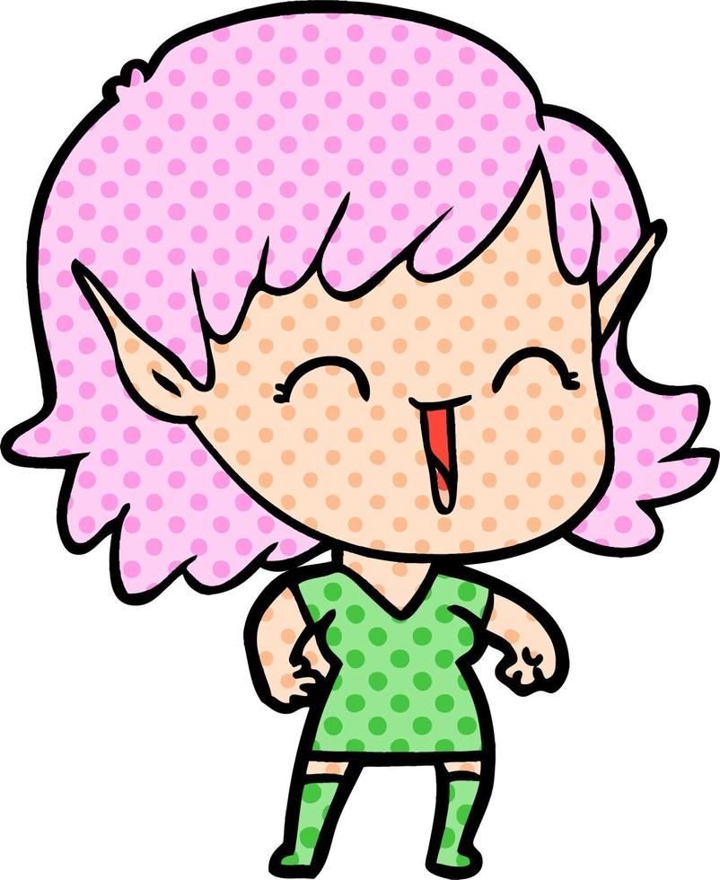 niña elfa de dibujos animados vector