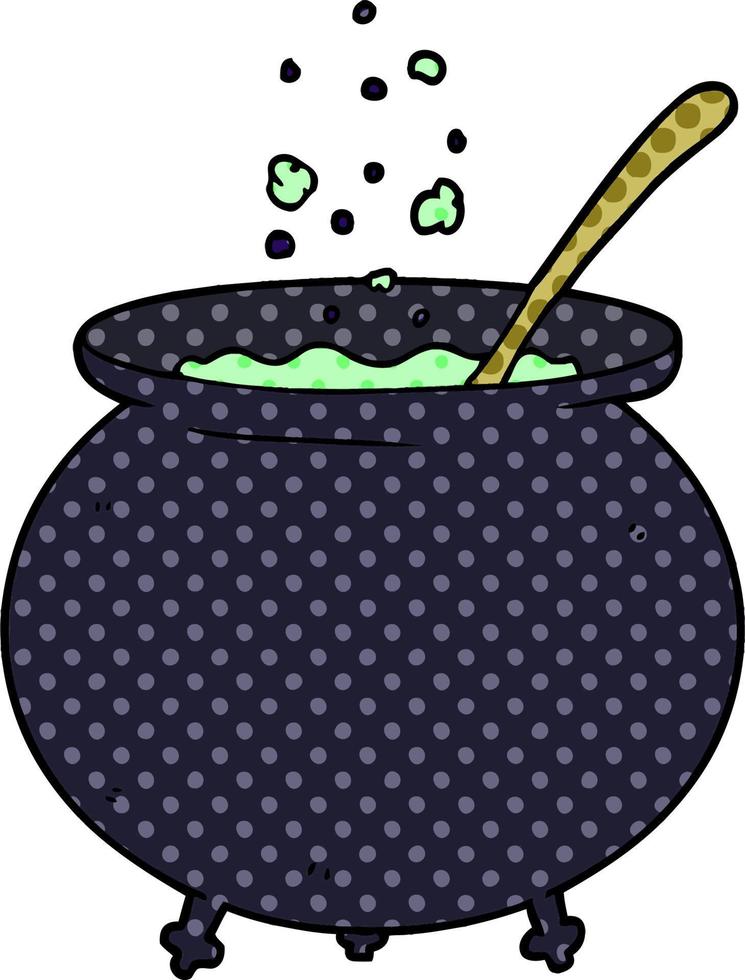 cartoon witch cauldron vector