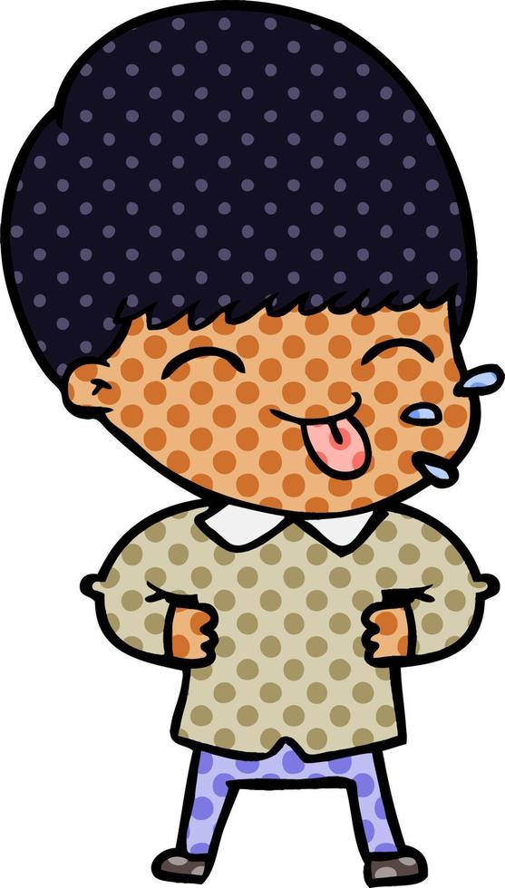 cartoon boy sticking out tongue vector