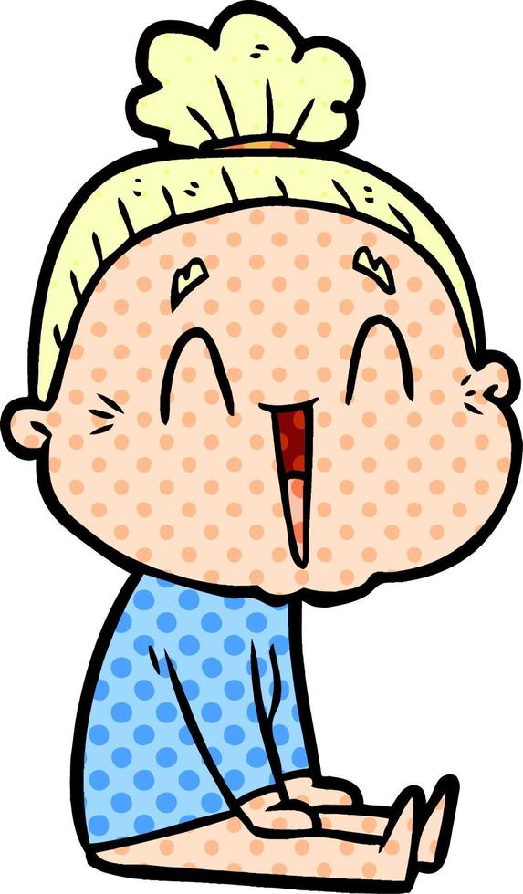 cartoon happy old lady vector