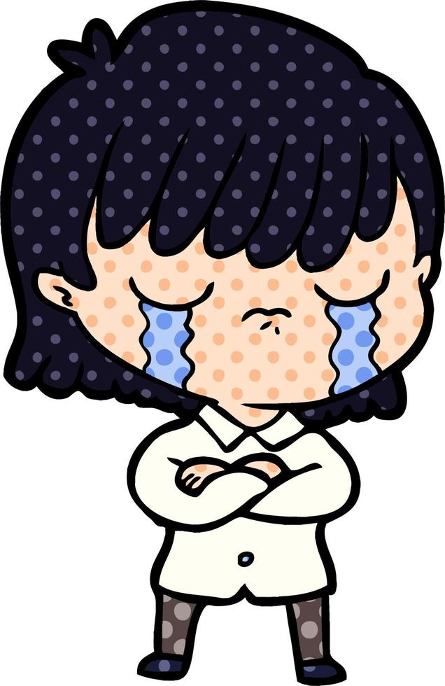 cartoon woman crying vector