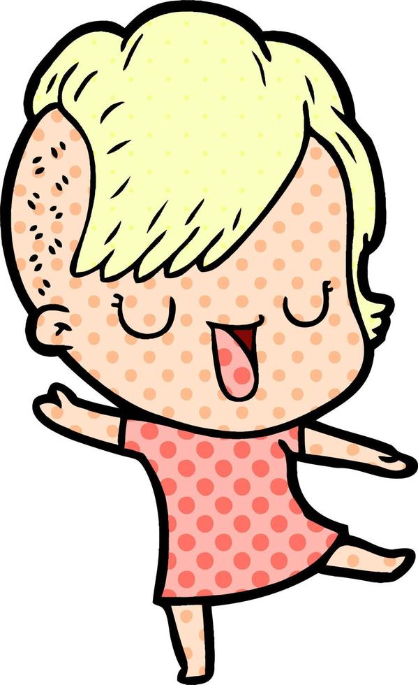 cute cartoon girl with hipster haircut vector