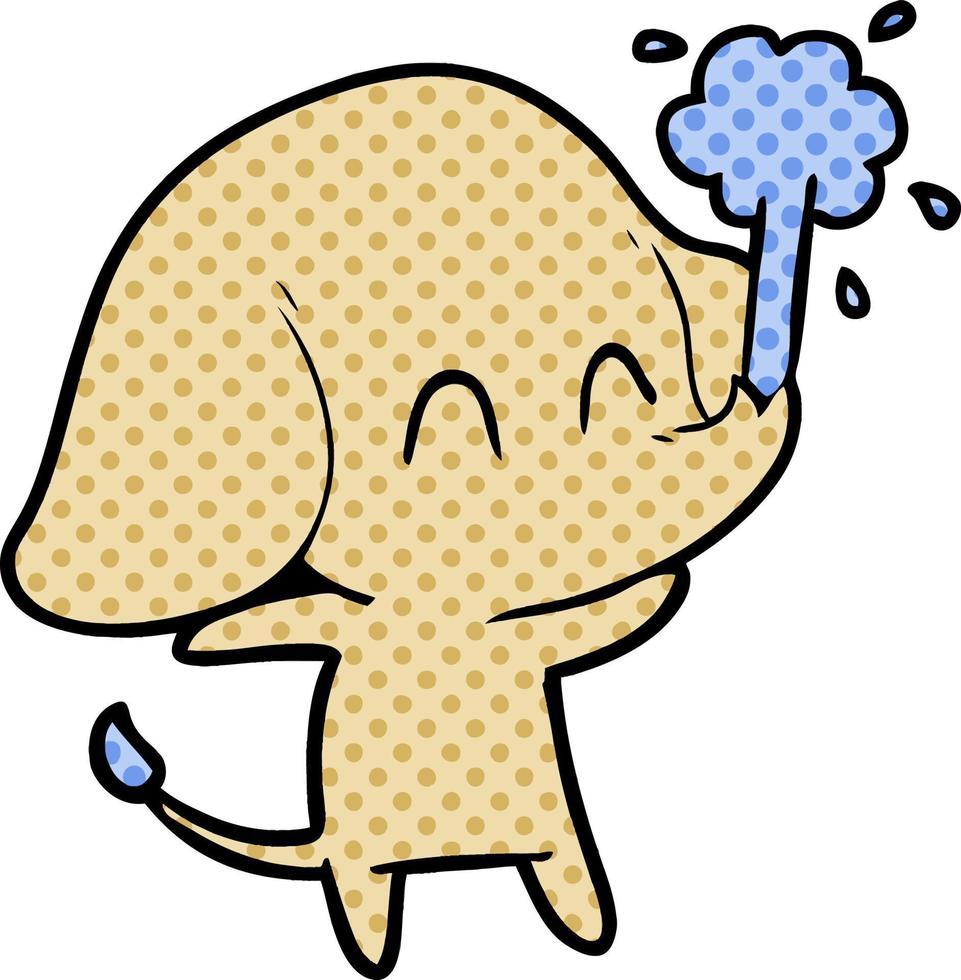 cute cartoon elephant spouting water vector