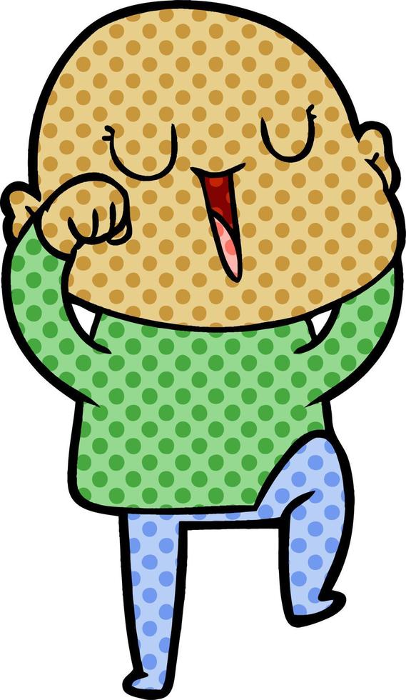 happy cartoon bald man vector