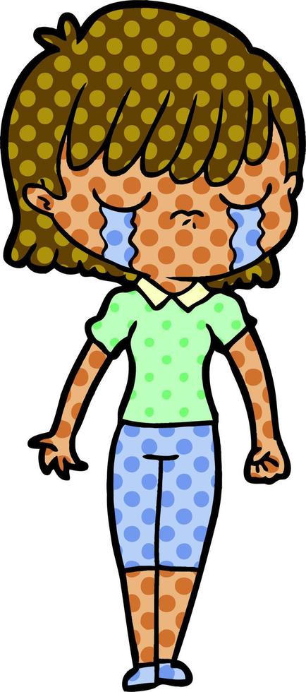 cartoon woman crying vector