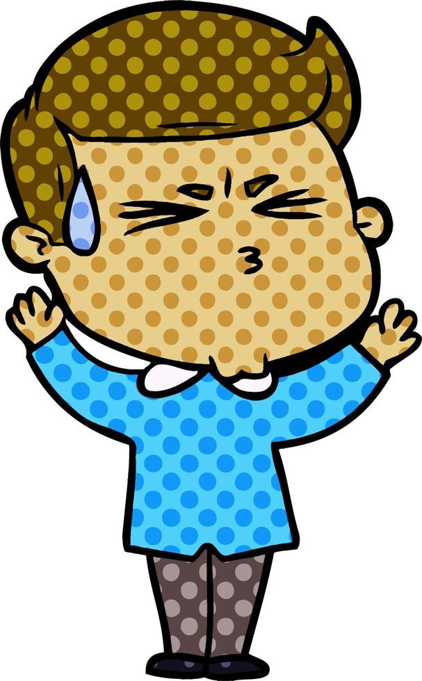 cartoon man sweating vector