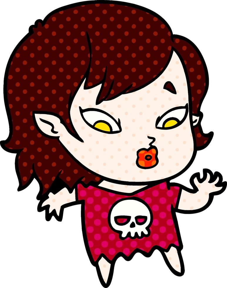 linda chica vampiro de dibujos animados vector