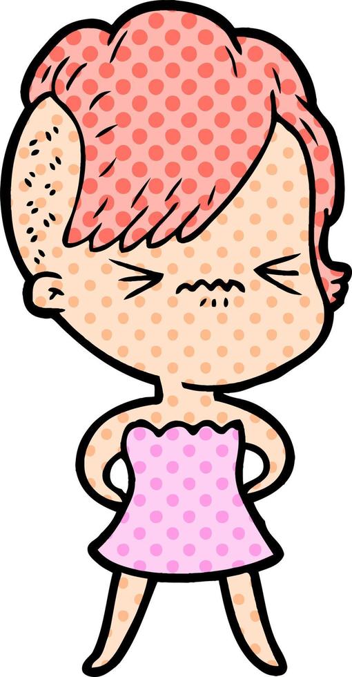 cartoon annoyed hipster girl vector