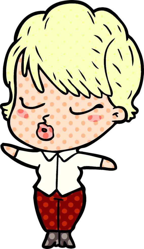 cartoon woman with eyes shut vector