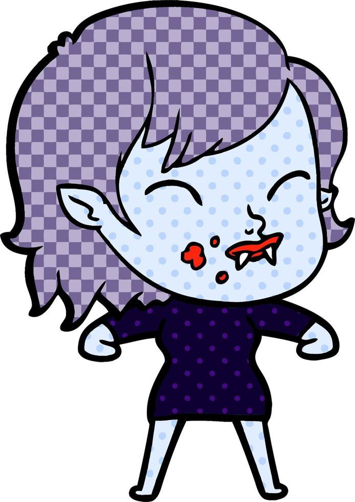 cartoon vampire girl with blood on cheek vector