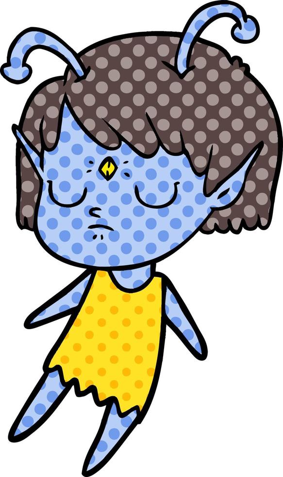 cartoon alien girl vector