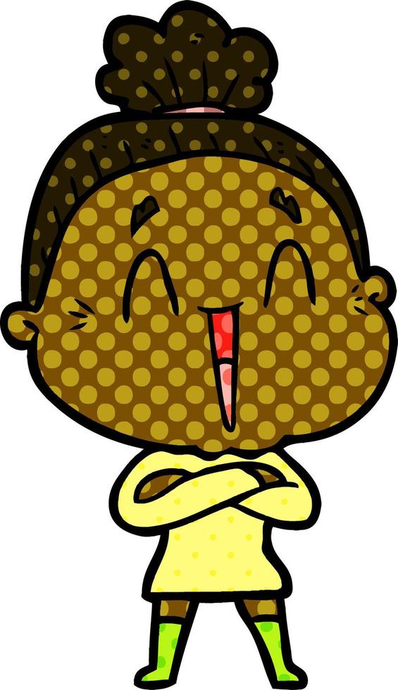 cartoon happy old lady vector