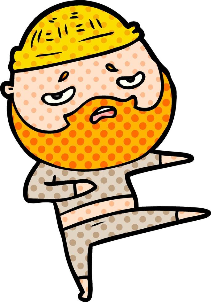 cartoon worried man with beard vector
