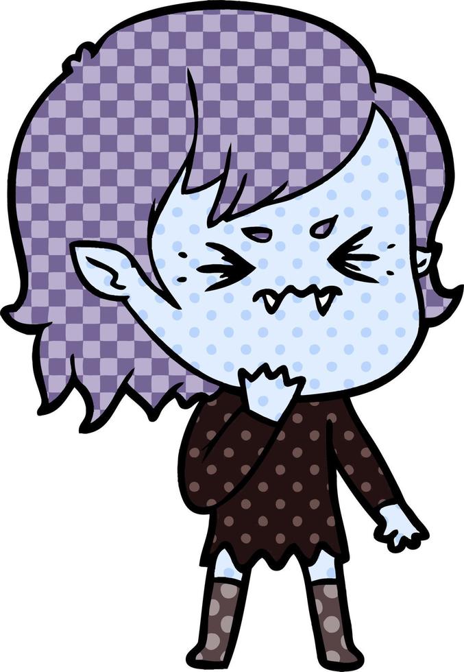 annoyed cartoon vampire girl vector