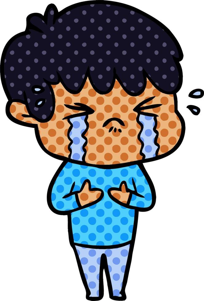 cartoon boy crying vector