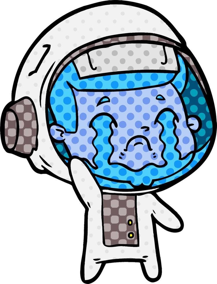 cartoon crying astronaut vector