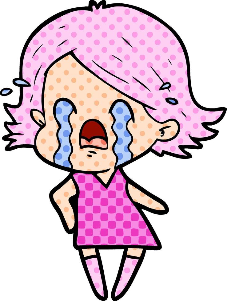 cartoon woman crying vector