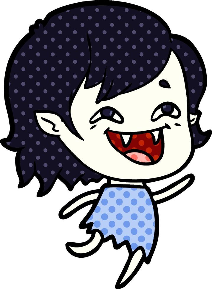 cartoon laughing vampire girl vector