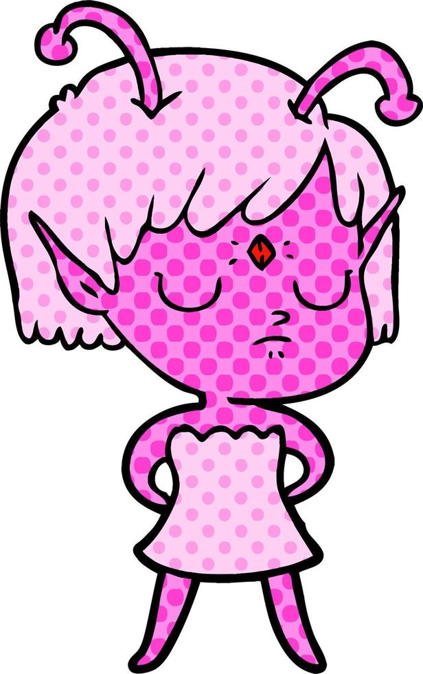 cartoon alien girl vector