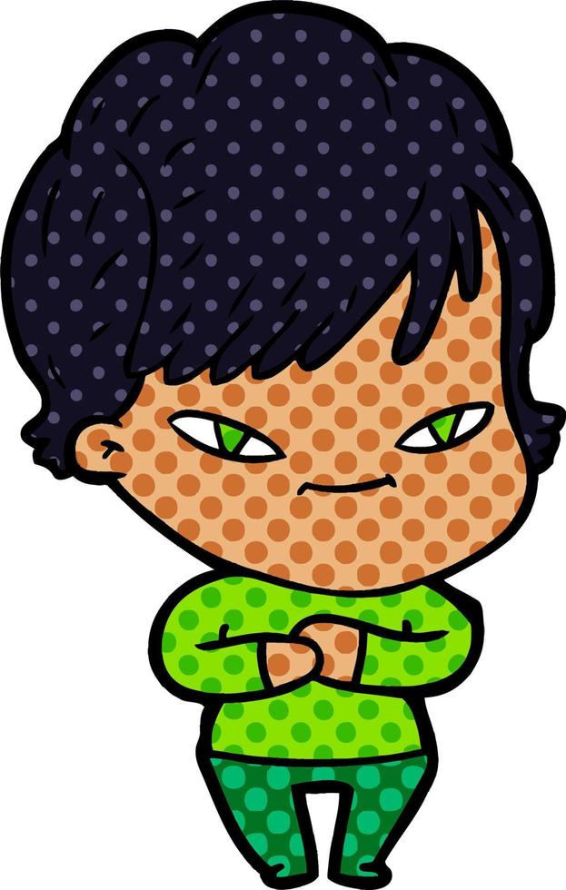 mujer feliz de dibujos animados vector