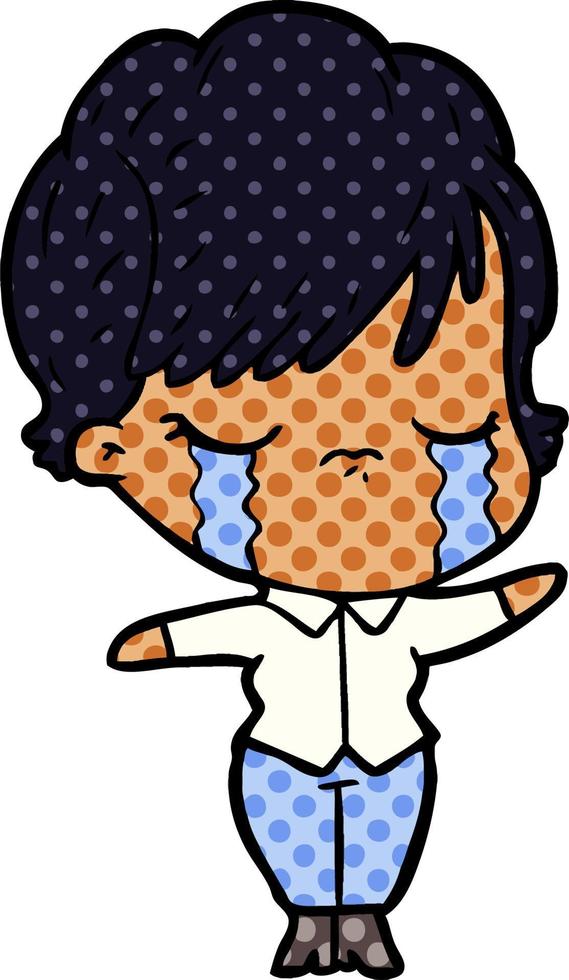 cartoon woman crying vector