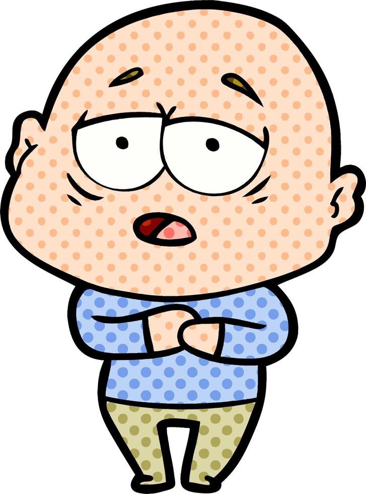 cartoon tired bald man vector