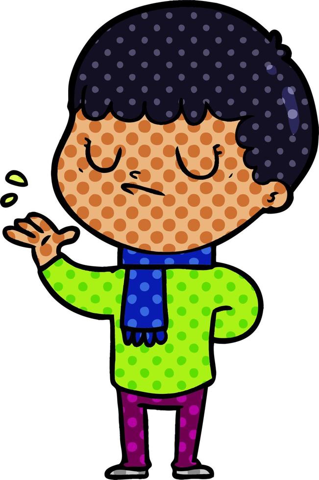 cartoon grumpy boy vector