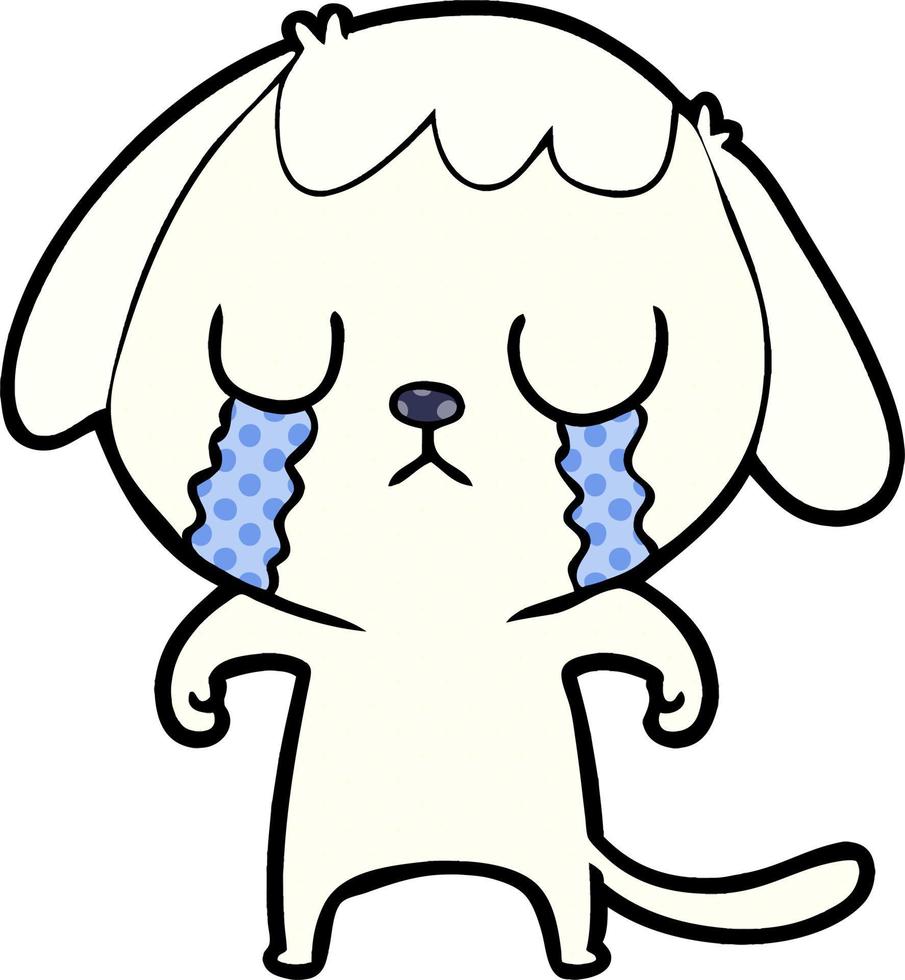 lindo perro de dibujos animados llorando vector