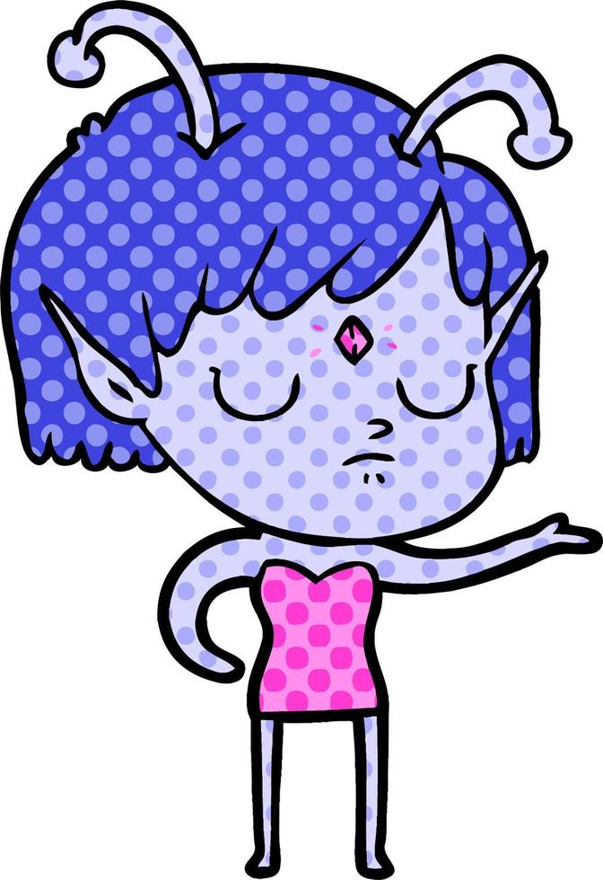 cartoon alien girl vector